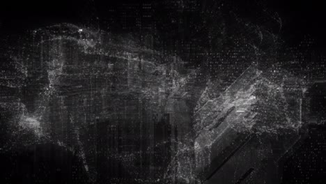 black and white hud cyber glitch loop background with crypto currency and nft encoding concept