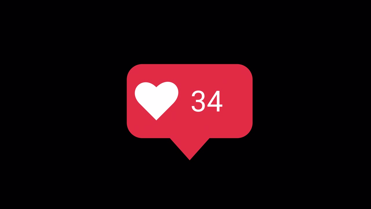 Notifica animata di "Mi piace" sui social media con conteggio crescente