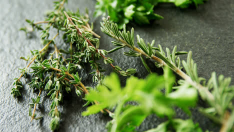 various type of herbs  on black background 4k