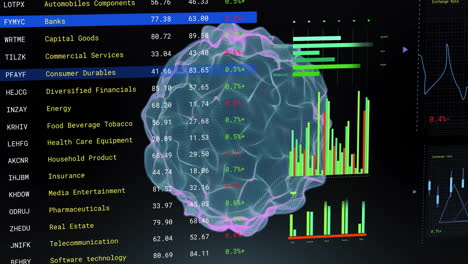 Animation-of-ai-data-processing-and-globe-over-black-background