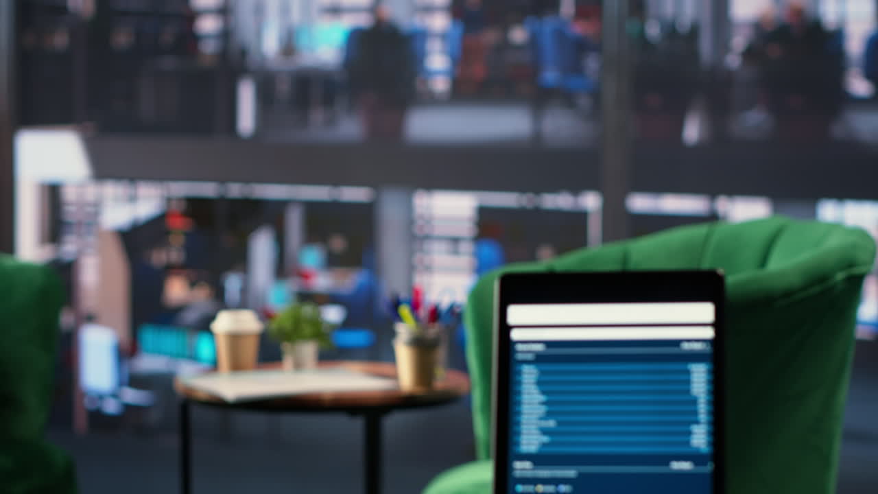 가상 프로젝션과 함께 현대적인 사무실 회의 공간