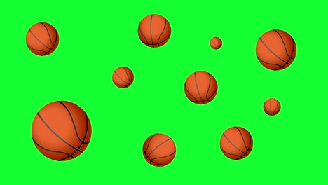 group of animated basket balls elements seamless loop on green screen chroma key