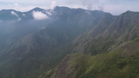 bird eye view of a range of mountains in kerala, south india