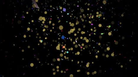 animation of confetti and light spots on black background