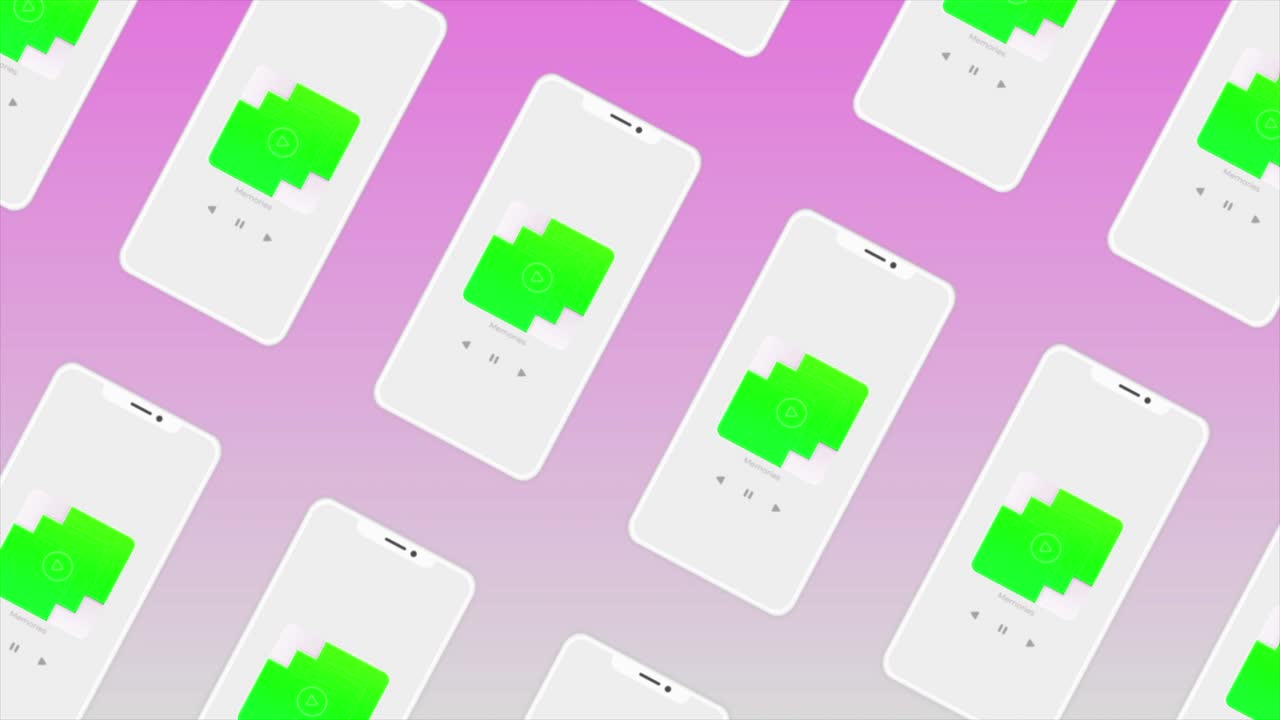 pantalla de teléfono inteligente abstracta con la demostración de nuevos detalles de software. movimiento. carpetas para archivos de música y video.
