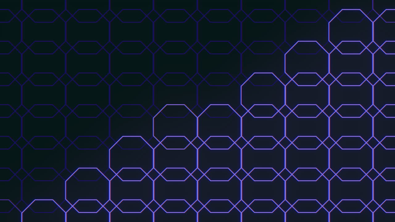 검은색 그라디엔트에  ⁇ 매이지 않는 네온 파란색 육각형 패턴