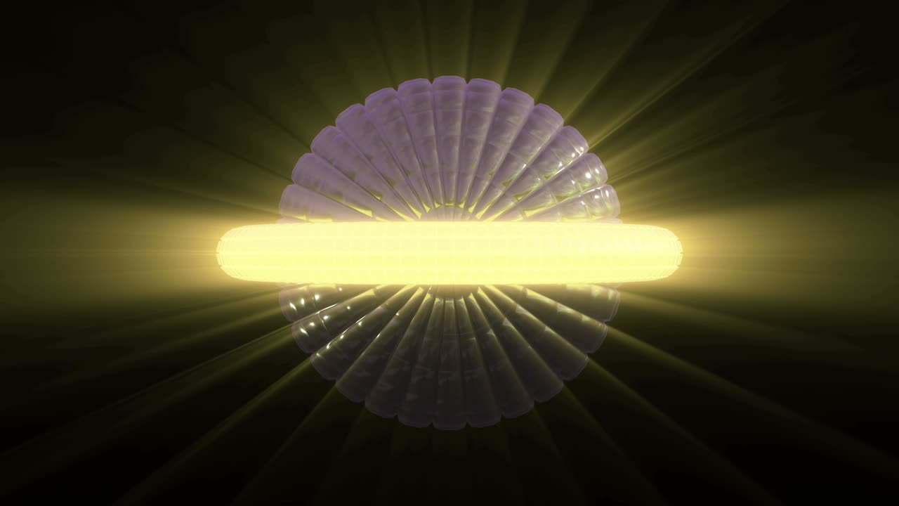 알파 채널을 가진 사각형으로 구성된 미래의 기하학적 공의 회전, 구를 중심으로 움직이는 네온 도, 원활한 패턴.