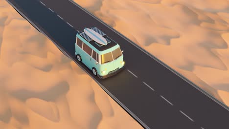 retro camper van on desert road