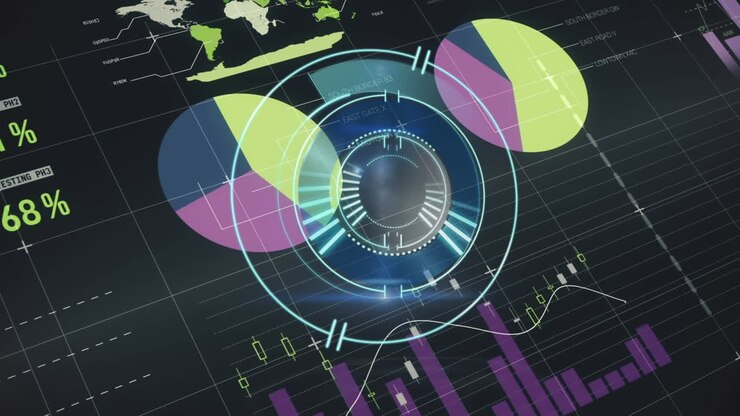 Animation of scope scanning over statistics and financial data processing