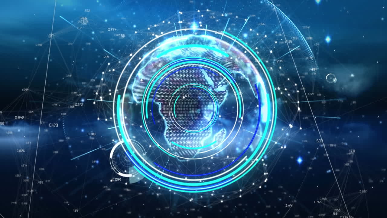 어두운 배경에서 스 ⁇  스캐닝 데이터 처리의 애니메이션