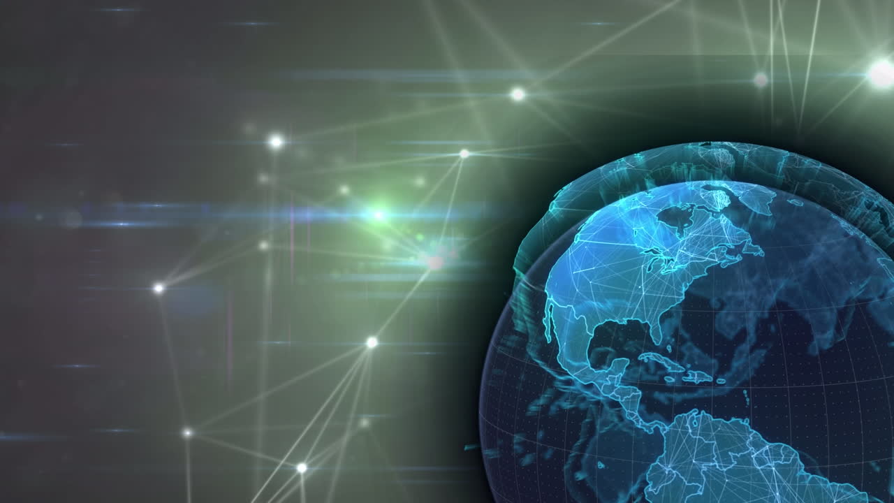 animación del globo sobre una red de conexiones sobre un fondo negro