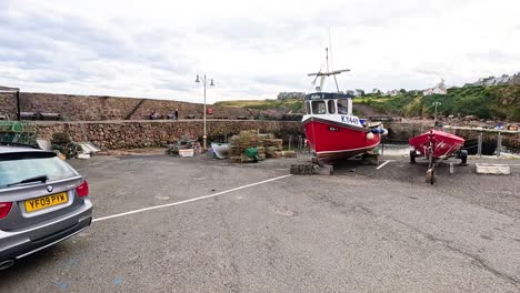 a boat being launched into the water