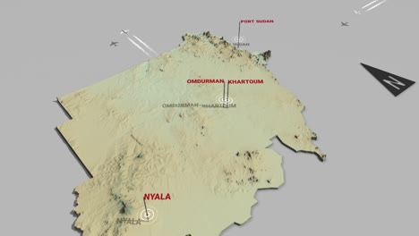 3d terrain map sudan