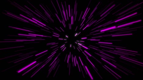 hiper salto a otra galaxia. velocidad de la luz, rayos de neón brillantes en movimiento. hermosos fuegos artificiales, explosión colorida, big bang. estrellas caída. abstracto brillante fondo cósmico creativo
