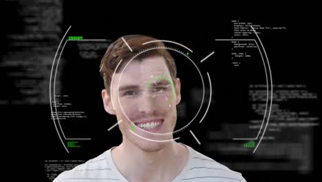 Animación-De-Escaneo-De-Alcance-Y-Procesamiento-De-Datos-Sobre-Un-Hombre-De-Negocios-Sonriente