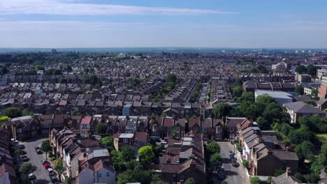short drone aerial video flying across south west london and the sprawling expanse of residential homes.