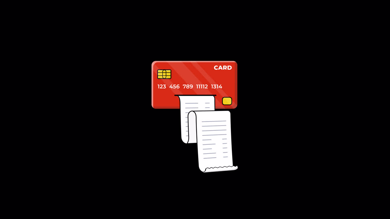 Animated Credit Card with a Long Receipt Emerging