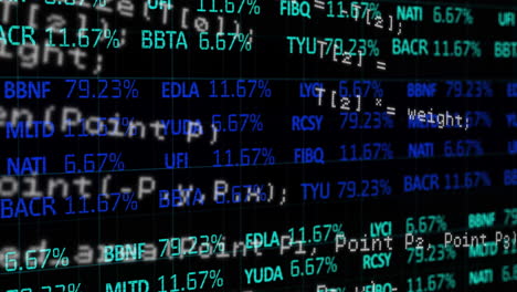 animation of data processing and stock market on black background