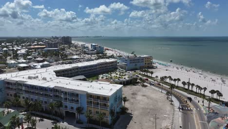 Aerial-approach-towards-Margaritaville-at-Ft-Myers-Beach