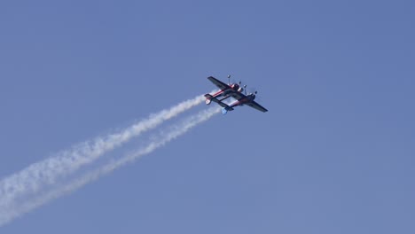 aviones acrobáticos realizan maniobras sincronizadas en el cielo