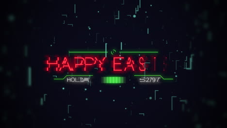 Happy Easter on digital screen with HUD elements