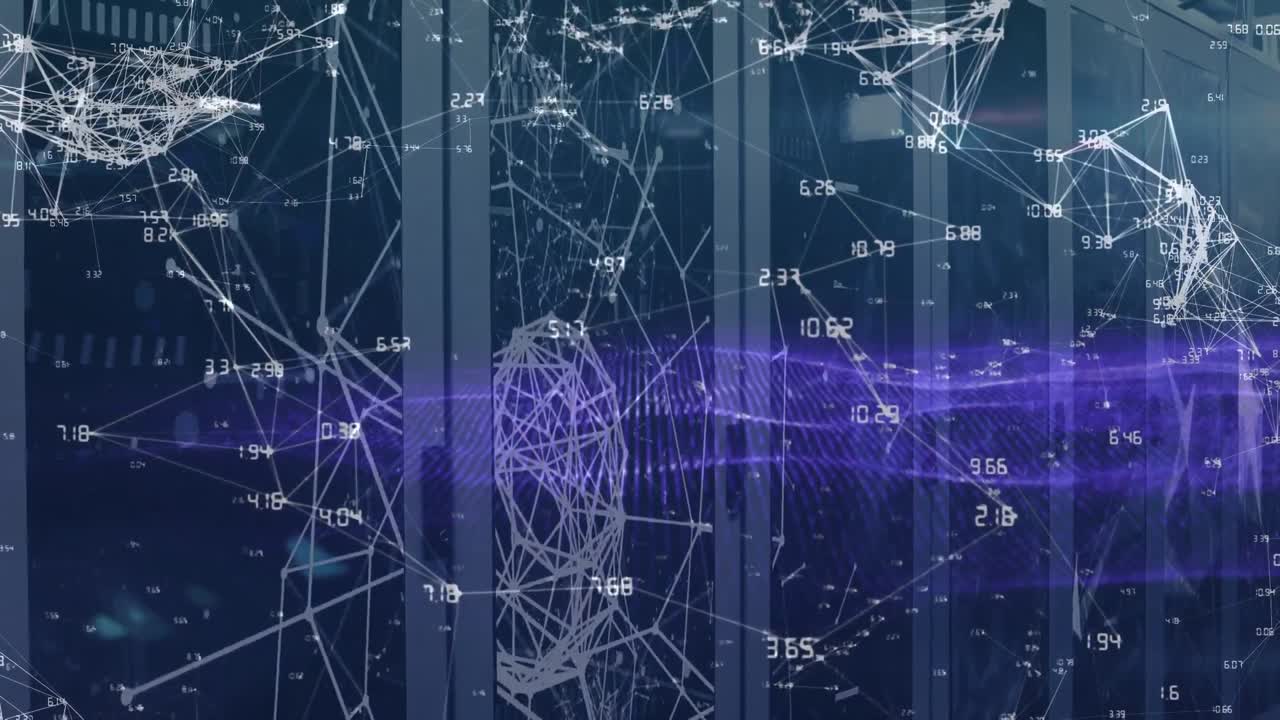 Animation of network of connections over server room