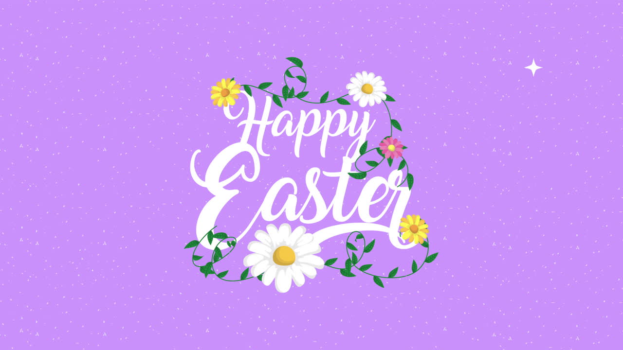 글자 와 꽃 이 있는 행복 한 부활절 애니메이션 카드