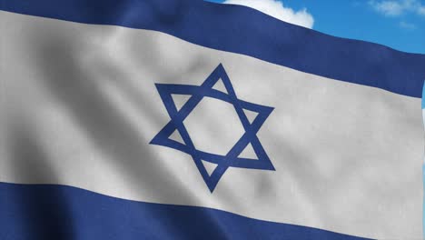 the national flag of israel waving in the wind, blue sky background. 4k
