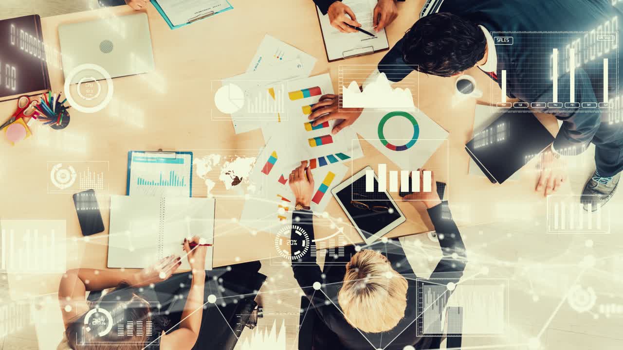 기업 직원 회의에서 사업가들의 창의적인 시각