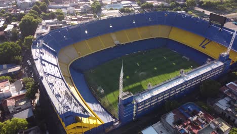 orbit shot of bombonera stadium of boca juniors in buenos aires, argentina