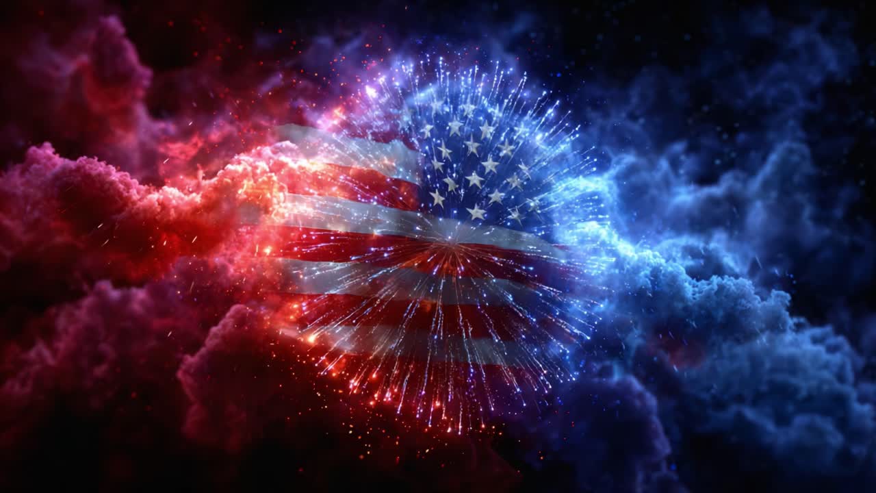 Vibrant Display of American Patriotism: A Stunning Visual Journey Highlighting the American Flag Amidst a Spectacular Cosmic Background
