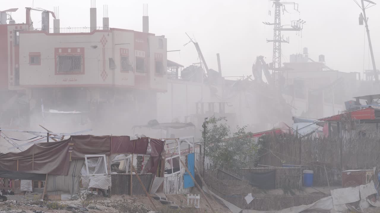 Collapsed buildings after an airstrike during Israel-Hamas War 2023, Gaza