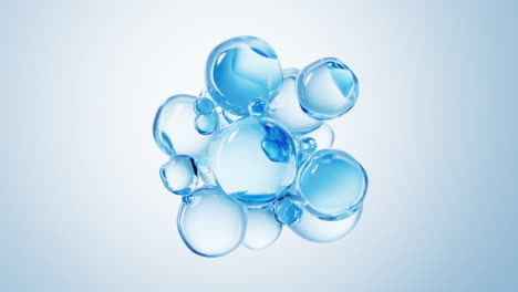 transparent blue liquid bubbles background, 3d rendering.