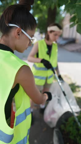 community volunteers cleaning up a city street