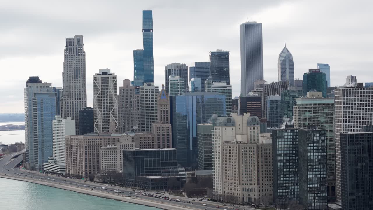Stunning Aerial View of Chicago's Skyline on a Cloudy Day