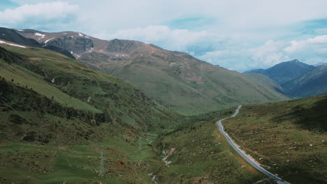 Cars-Travelling-On-Scenic-Road-Landscape-By-The-European-Border-Of-Andorra-And-France