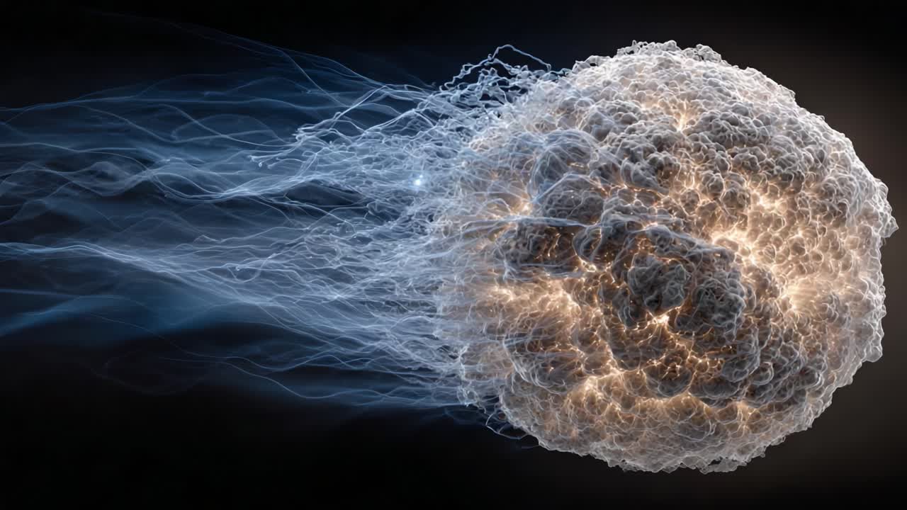 A Stunning Visual Representation of Energy in Motion: A Glowing Sphere Surrounded by Dynamic Light Trails Capturing the Essence of Movement and Transformation