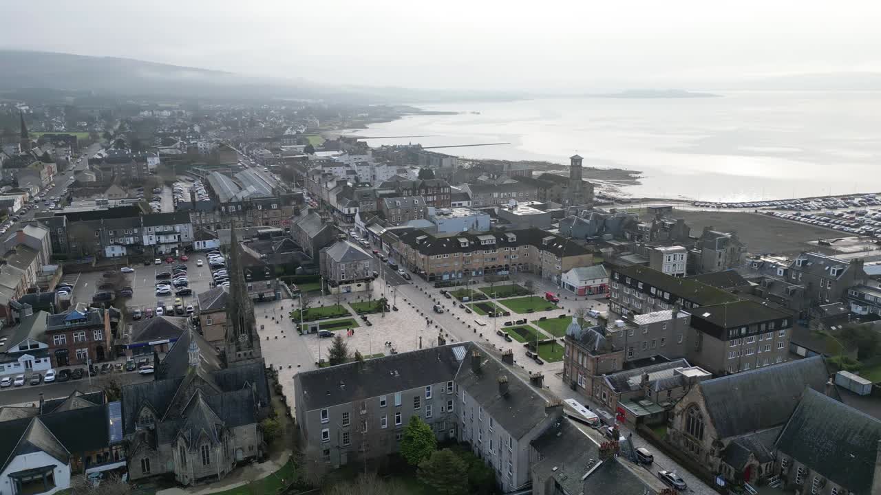 Aerial Orbit Around The Town Of Helensburgh, Scotland