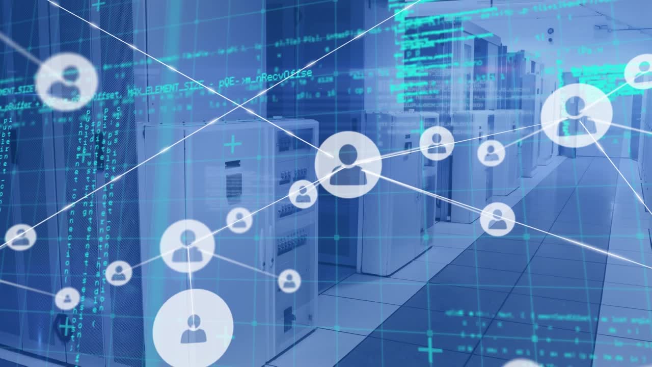 Animation of server room over data processing