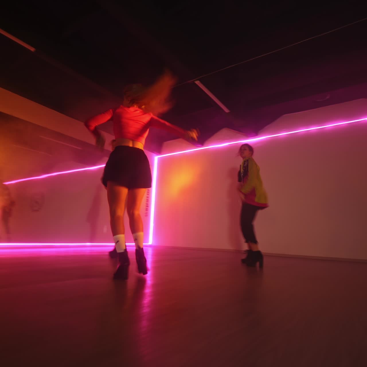 Modern dancing group of people. Dancers party perfomance