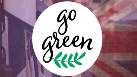 ir texto verde sobre la bandera de gran bretaña y cargar el coche eléctrico