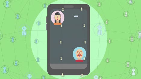 animación de chat en el teléfono inteligente y la red ai