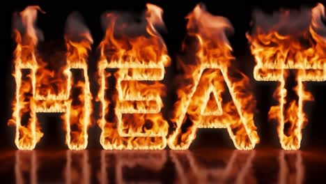 las llamas forman la palabra calor contra un fondo negro, creando una sorprendente representación visual de fuego y energía