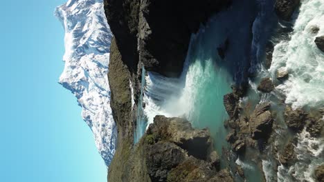 picturesque salto grande waterfall in torres del paine national park, chile, vertical aerial