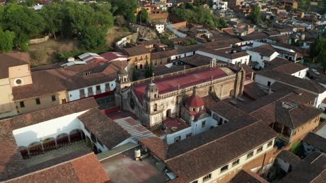 convento de patzcuaro michoacan drone orbit shot