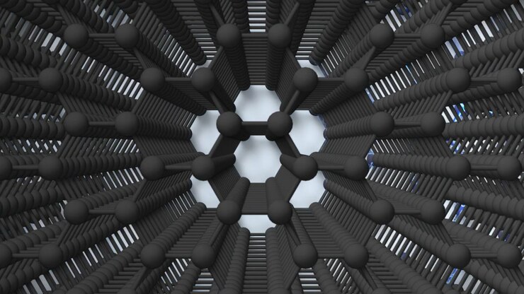 Graphene Conductivity Stack Horizontal loop Light. This nano technology 3D animation represents engineering at the molecular level.