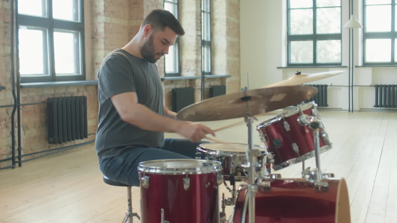 Male Drummer Playing Music