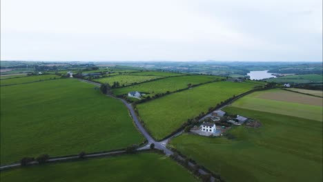 Breathtaking-Farmland-Landscape-in-Kerry-County,-Ireland-in-Summer---Aerial-Drone-with-Copy-Space