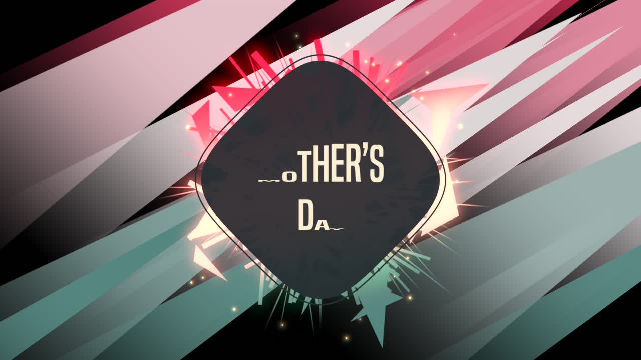 블랙 그라디엔트에 네온 빨간색과 파란색 삼각형과 함께 어머니의 날