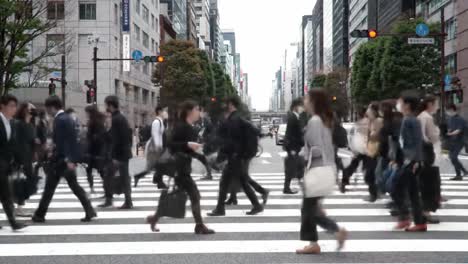 busy city street scene in tokyo, japan